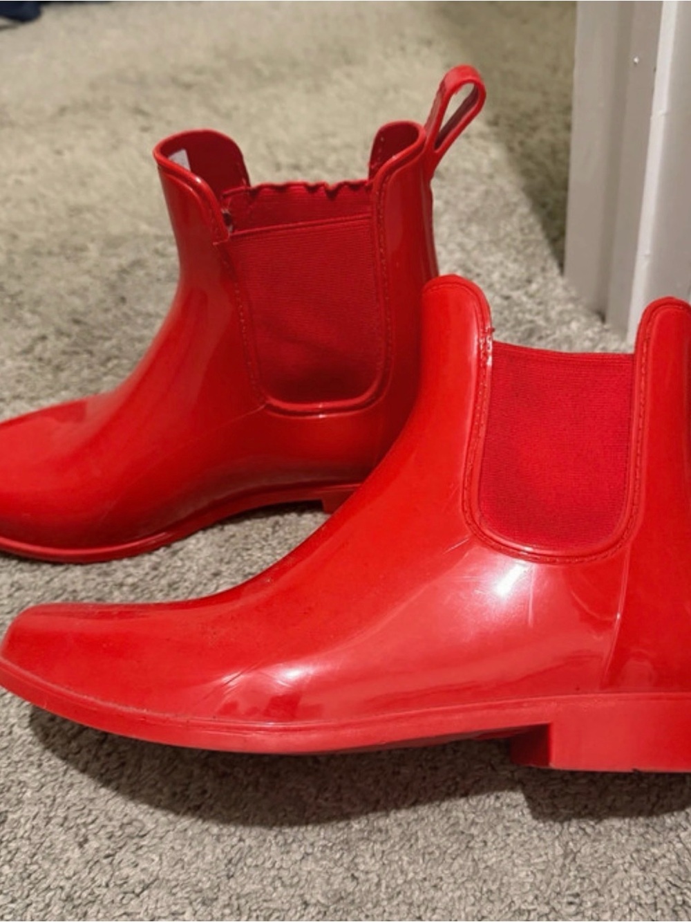 Ralph Lauren Shiny Red Chelsea Rain Booties